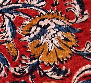 Kalamkari, Hand Block Print, Cotton Fabric. 2½ Yards  