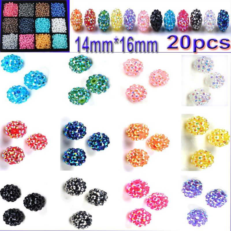 FREE SHIPING 100pcs mixed Resin Rhinestone European Spacer charms 