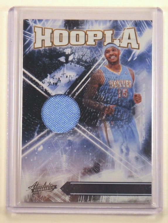 Here is a 2011 Absolute Memoribilia Carmelo Anthony jersey relic card 