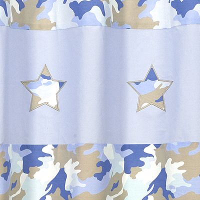 JOJO DESIGNS CAMO CAMOFLAUGE BLUE FABRIC SHOWER CURTAIN  