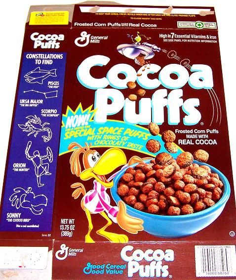 1994 Cocoa Puffs Sonny Cereal Box tnv28  