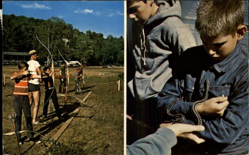 Papineau Quebec Camp Montpellier Boy Snake Archery Postcard  