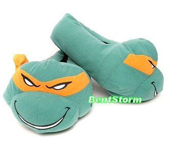 Teenage Mutant NINJA Turtles Michelangelo green slippers Orange Mask 