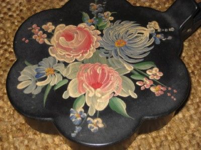 FABULOUS SIGNED TOLEWARE TIN SILENT BUTLER HAND PAINTED  