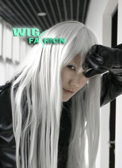 Hitman Reborn Superbi Long Straight White Cosplay Hair Wig  