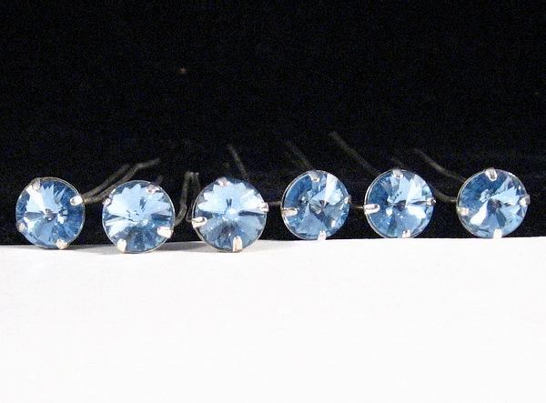 PCS BLUE AUSTRIAN RHINESTONE HAIRPIN HAIR PICK BRIDAL  