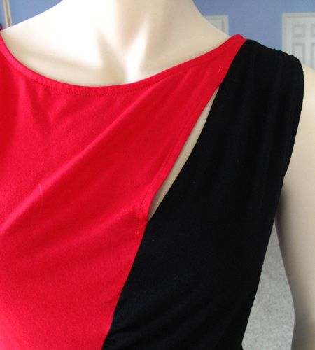 Bebe CRR Color Block Asym Hem Keyhole Cutouts Top NWT$69  M   