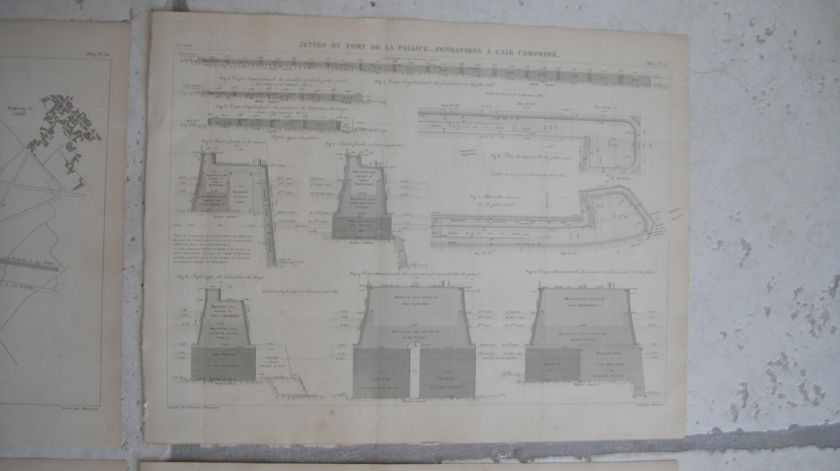 PLAN JETEES PORT LA PALLICE LA ROCHELLE CHARENTE 1889  