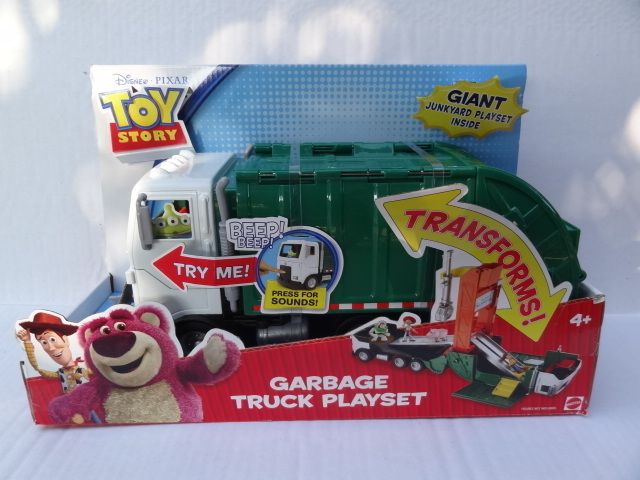 DISNEY PIXAR TOY STORY GARBAGE TRUCK PLAYSET (TRANSFORMS) SOUNDS NEW 