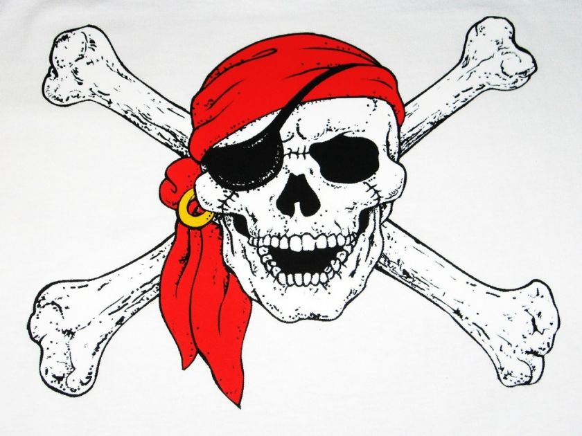 PIRATE CROSSBONES T SHIRT WHITE SIZE 3XL NEW  