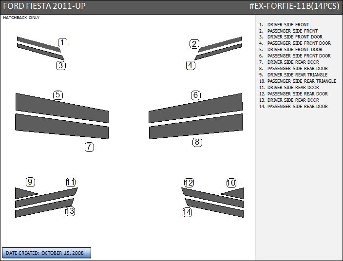 FORD FIESTA 3M DI NOC CARBON FIBER DOOR PILLARS  