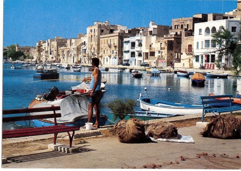 Vintage Postcard Marsaska Sea Front Malta w Stamp  