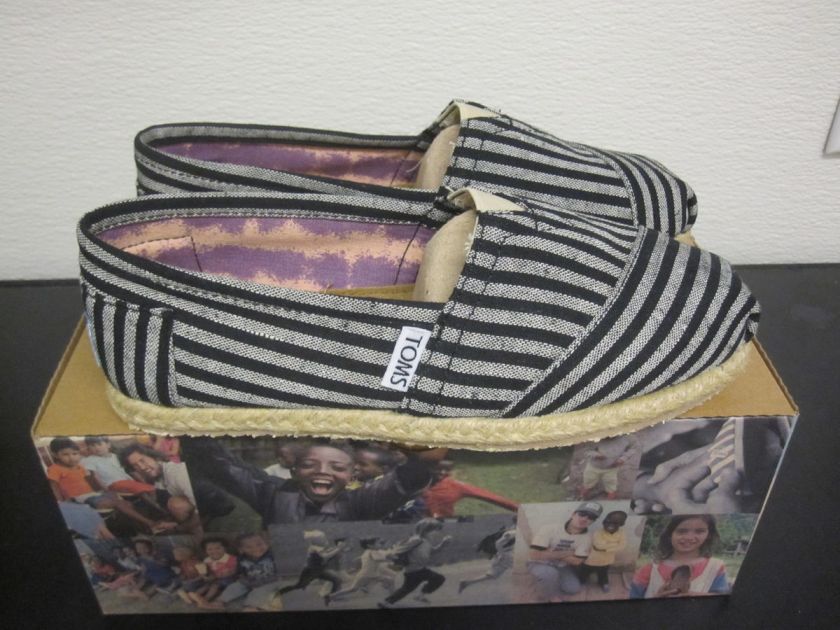 Toms Classic Grey Pinstripe BNIB sz 5 10 $70  