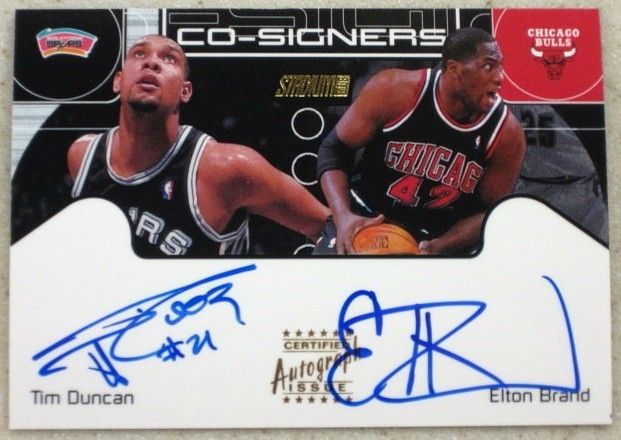 Stadium Club TIM DUNCAN~ELTON BRAND Co Signers Auto SP ~ 2000 01 Topps 