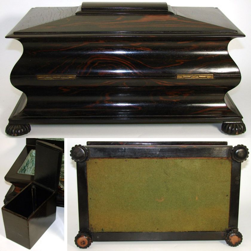 Fab Antique Victorian Tiger or Rosewood 15 Double Well Tea Chest, Tea 