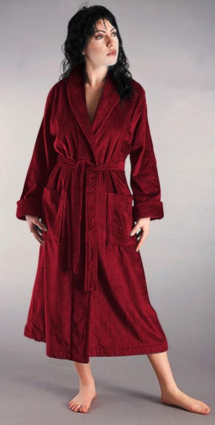 NWT WOMENS VELOUR VELVET BATHROBE BURGUNDY XL  