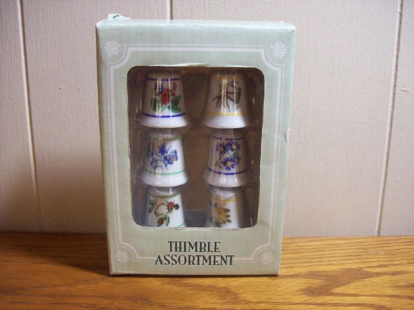 Lot of 6 Thimbles Greenbrier Floral Thimble Assortment NIB  