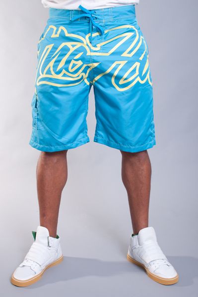 NEW MENS THE HUNDREDS MAGIC BLUE YELLOW LOGO SWIMSUIT BOARD SHORTS 