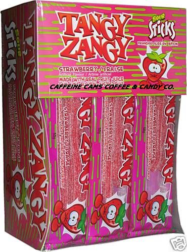 TANGY ZANGY STRAWBERRY SOUR STICKS 24 x 50g  