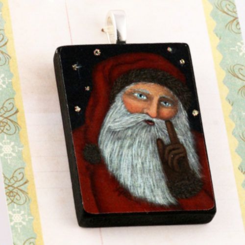 Pendant Handcrafted Art Jewelry   Santa Claus Christmas  