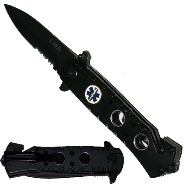 EMS EMT Rescue Pocket Knife Spring Assisted Opening 1st Responder 