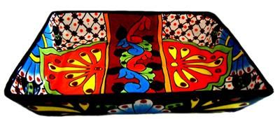 MEXICAN COLORFUL TALAVERA DECORATIVE TRAY SERVING DISH  