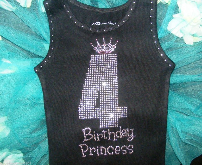   Toddler Princess rhinestone rhinestud Birthday tutu tank shirt  