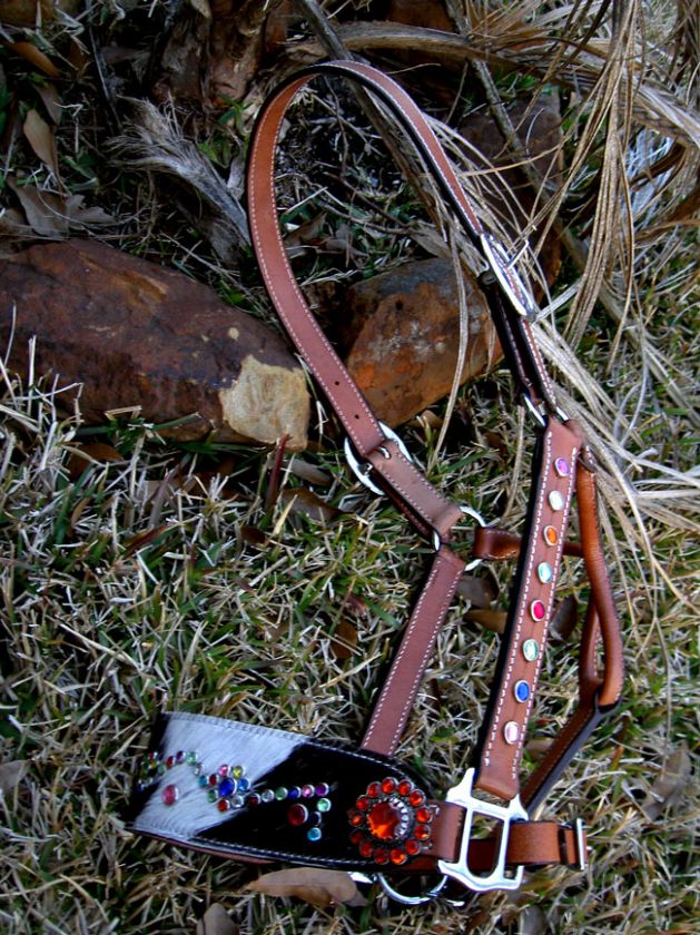 HALTER SADDLE BRONC HAIR ON AQUA BLING TAN TACK SALE  