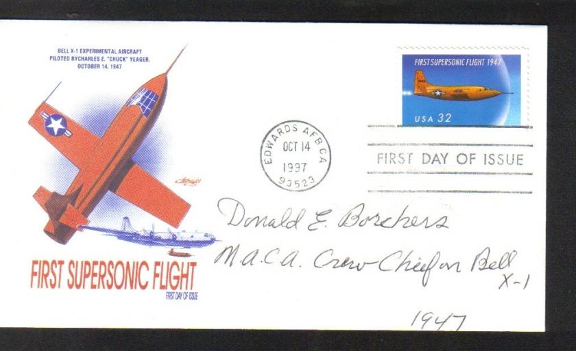 Bell X 1 Crew Chief Donald Borchers signed FDC  