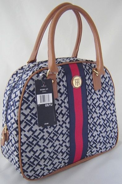   79 Authentic Tommy Hilfiger Womens Purse Bag Bowler Navy Blue  