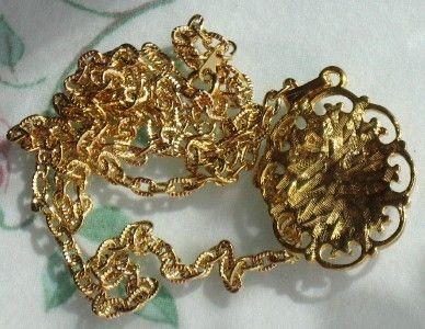 VINTAGE ROSE GOLDTONE Gold PLATED NECKLACE PENDANT  