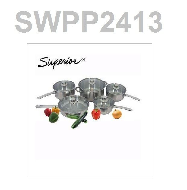 Superior Stainless Steel 10 Piece 5 Pots & Pans/5 Lids  