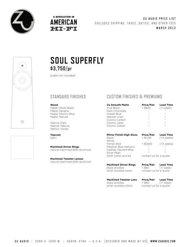 Zu Audio SOUL SUPERFLY high efficiency loudspeakers in hand rubbed 