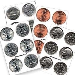 60 COIN MONEY CHANGE Dot Stickers Teacher Student Math Supply Class 