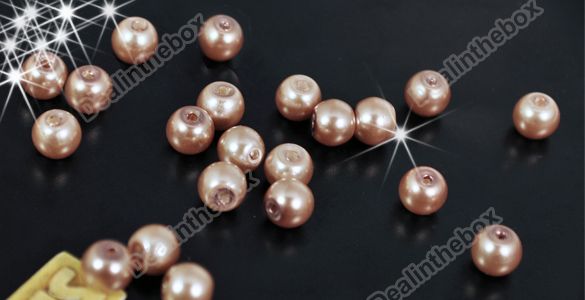 New 140pcs 6mm Beautiful Pretty Light coffee Faux Glass Round Pearl 