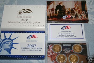 2007 US MINT PROOF SET w/STATE QUARTERS BOX,COA  