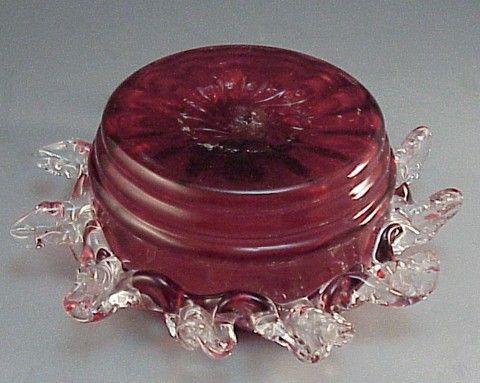 Stourbridge English Ruby Jam Dish w Silver Lid Rigoree  