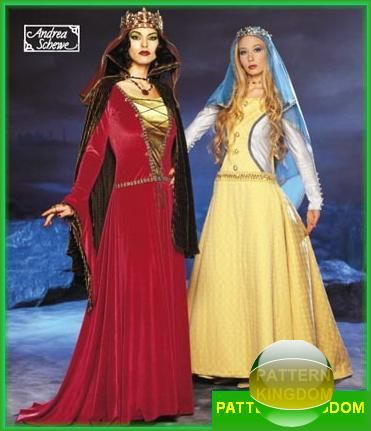 medieval fantasy camelot surcote veil gown patterns