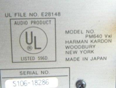   Harman / Kardon PM640 Vxi HighCurrent Capability Integrated Amplifier