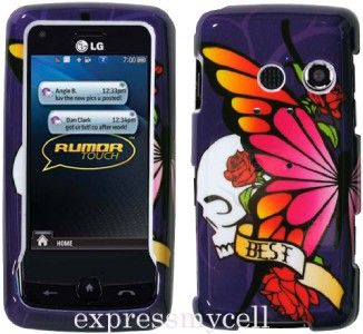 Case Cover Virgin Sprint LG RUMOR TOUCH LN510 PUR SKULL  