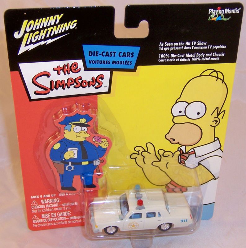 JOHNNY LIGHTNING Simpsons POLICE CAR Chief Wiggum Card  