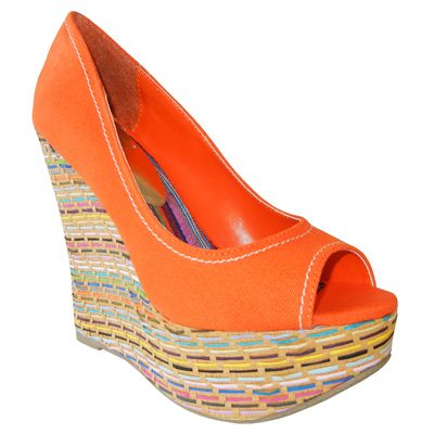 Trendy Peep Toe Colorful Weave Wraps Wedge Platform Pump w/ Canvas 