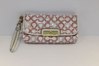 Coach Kristin Op Art Sequin Large Wristlet Peony Multi  