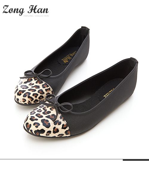 Leopard Print Loafer Soft Comfy Ribbon Ballet Flat Shoes in Dark Beige 