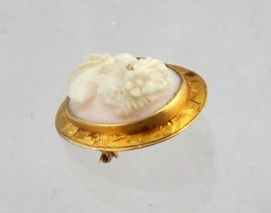 Antique 10K Gold Bezel Victorian Carved Cameo Hand Chased 3g  