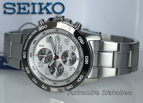 LATEST SEIKO SILVER FACE 100mtr CHRONO ALARM SNAC55P1  