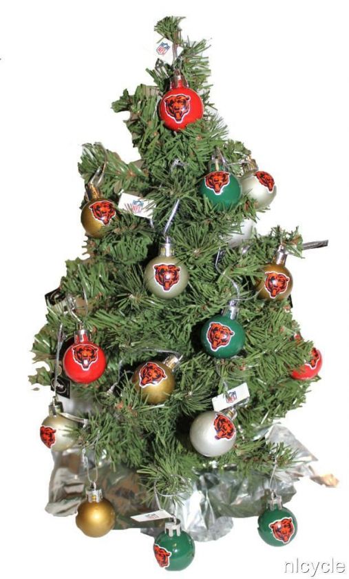 Chicago BEARS NFL CHRISTMAS TREE With 16 Colorful BEARS BEAR Logo 