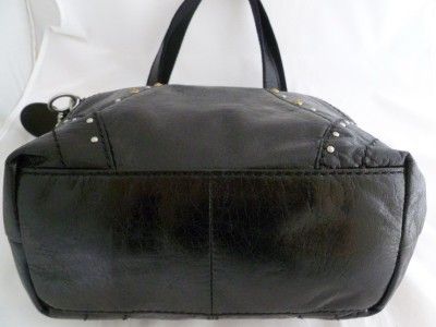 FOSSIL HATHAWAY BLACK GLAZED LEATHER TOTE/SHOPPER BAG NWT $118  