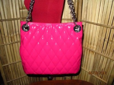 Coach Poppy Liquid Gloss Pink Magenta Large Patent Slim Tote NWT NR 