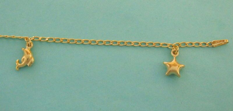   Gold Charm Anklet Ankle Bracelet Moon Teddy Bear Heart Dolphin  